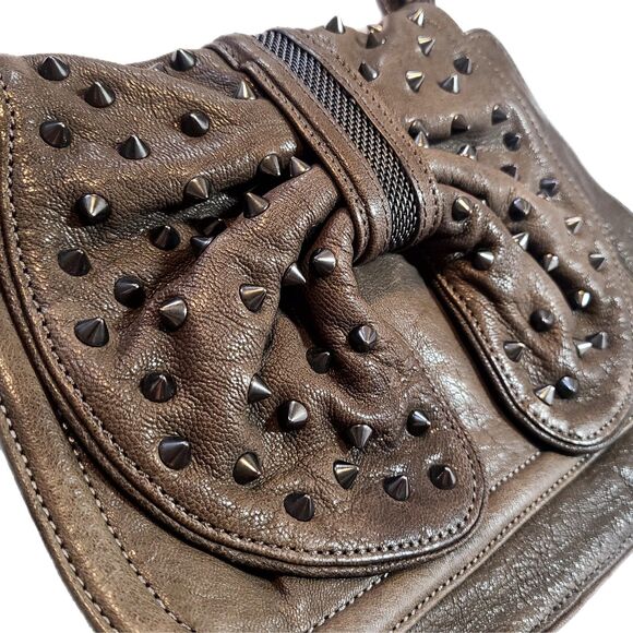 3.1 Phillip Lim - Edie Grey Leather Spike Studded Bow Accent Shoulder Bag EUC - Picture 5 of 11